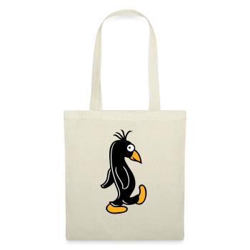 Pinguin läuft ulkig dumm guckt lustig doof albern - Stoffbeutel - Natur - Vorne