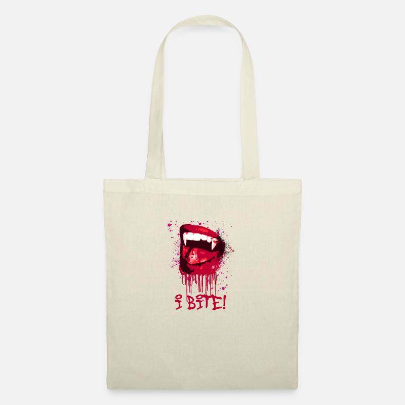 i bite, vampire,vampir,blut,mund, halloween,bite - Stoffbeutel - Natur