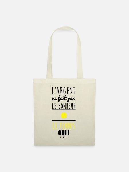 Argent Pas Bonheur Tennis, Tennisman, Tenniswoman - Sac en tissu - nature