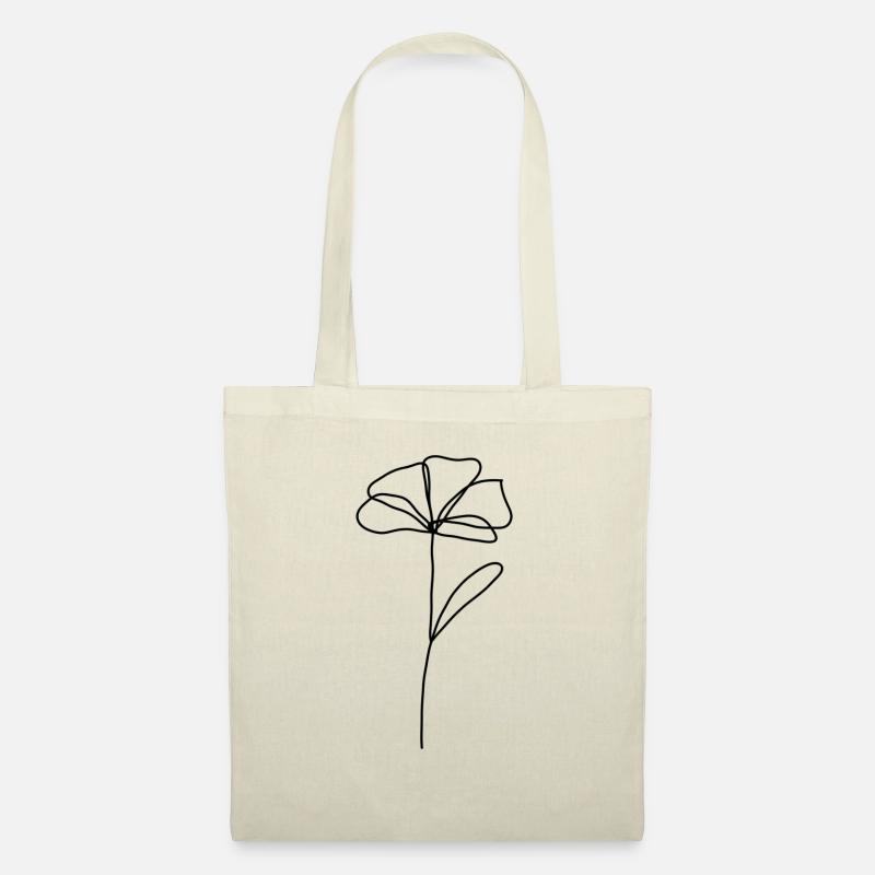 One line Blume - Stoffbeutel - Natur