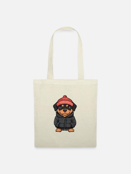 Rottweiler Hund Winter - Stoffbeutel - Natur