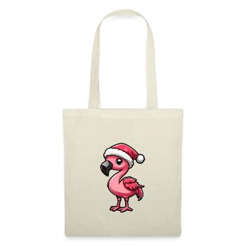 Noël flamant rose - Sac en tissu - nature - Devant