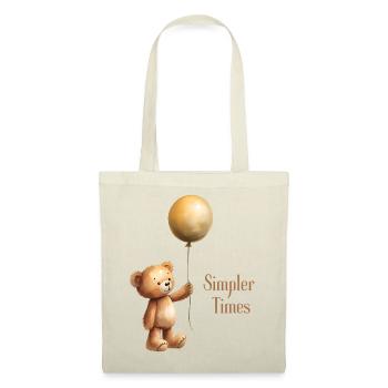 Teddy Bär mit Luftballon Simpler Times - Stoffbeutel - Natur - Vorne