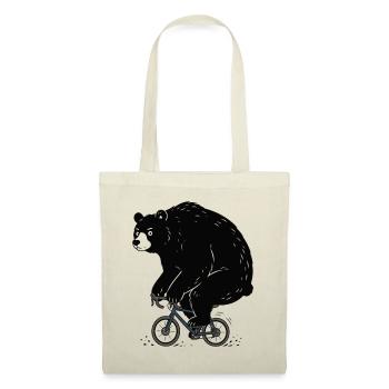 Gravel Bike Bear – lustiger Radfahrer - Stoffbeutel - Natur - Vorne