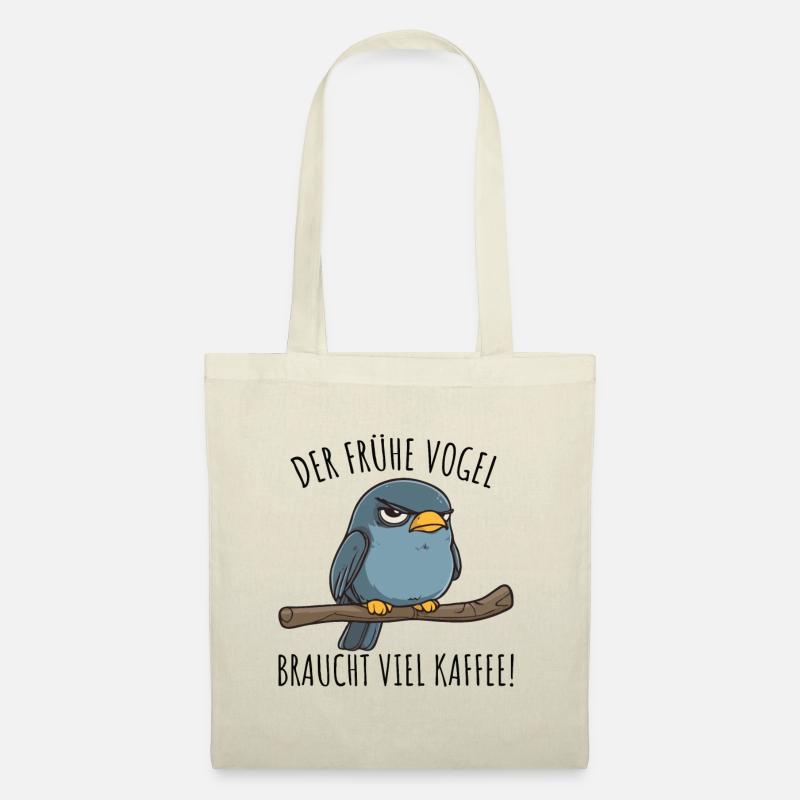 Der frühe Vogel braucht viel Kaffee - Stoffbeutel - Natur