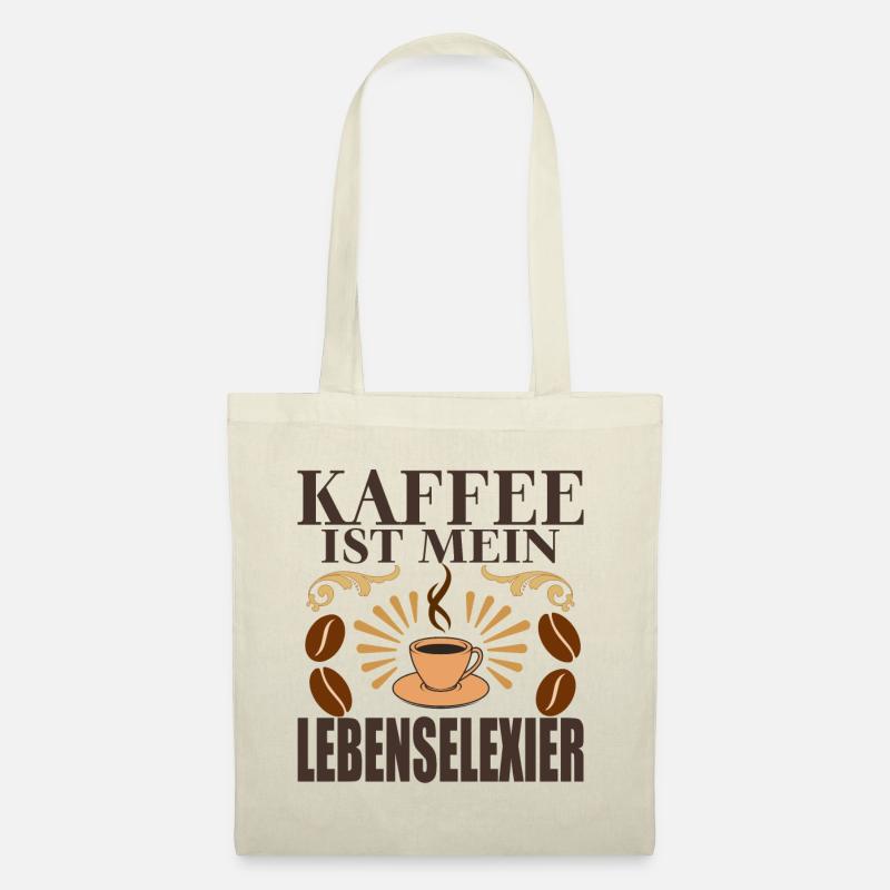 Kaffee Lebenselixier Spruch - Stoffbeutel - Natur
