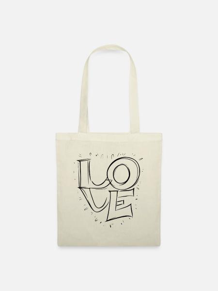 Amour - Liebe Schwarz - Stoffbeutel - Natur