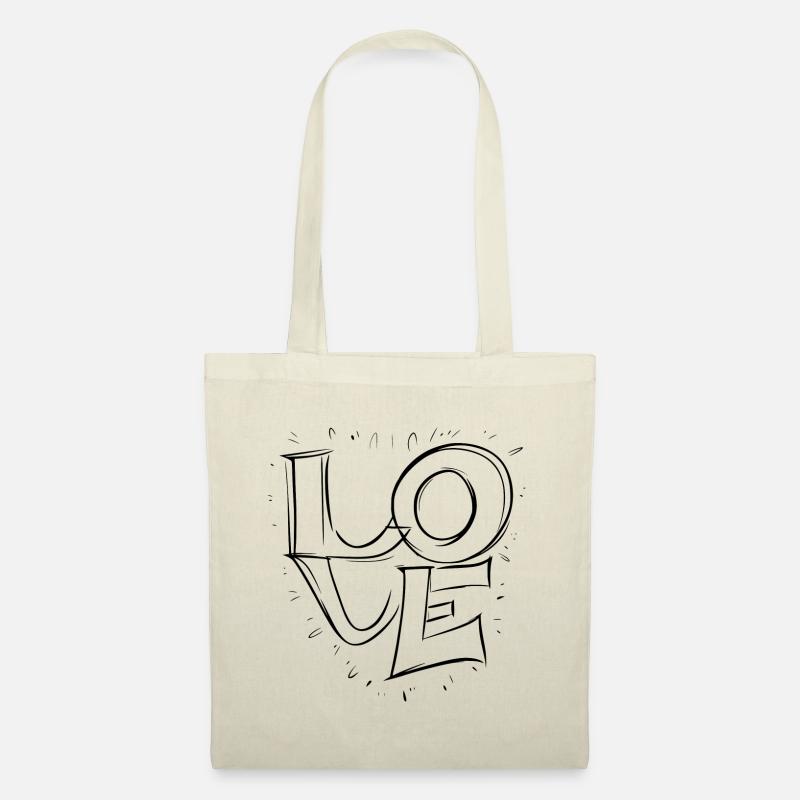Amour - Liebe Schwarz - Stoffbeutel - Natur