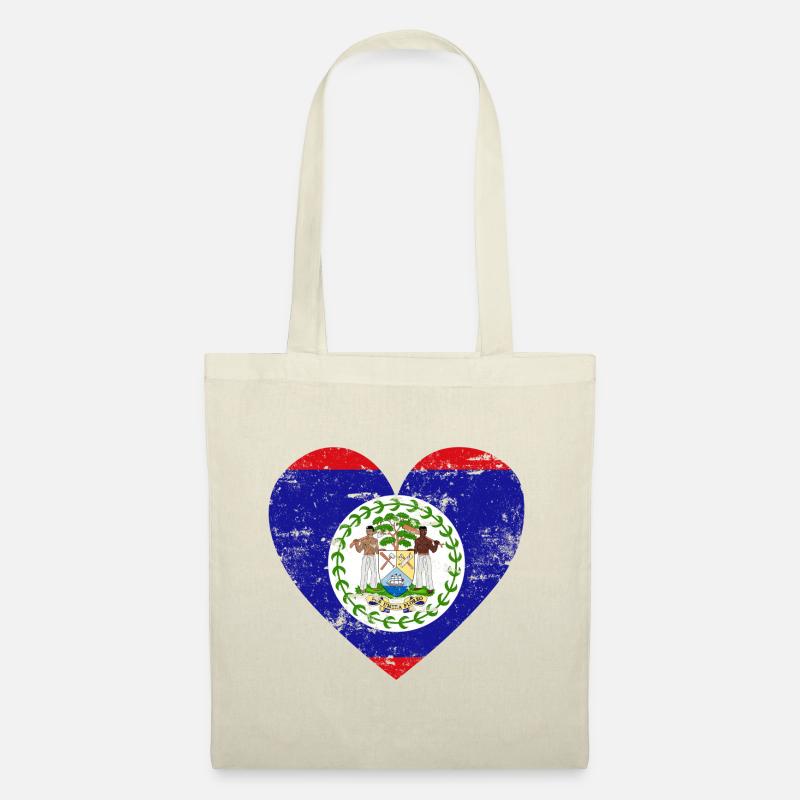 Belize Flaggenherz - Stoffbeutel - Natur