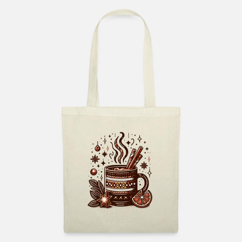 WINTERLICHES HEISSGETRÄNK KAFFEE CAFE TEE RUHEZEIT - Stoffbeutel - Natur