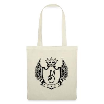 Hand Peace Wappen - Stoffbeutel - Natur - Vorne