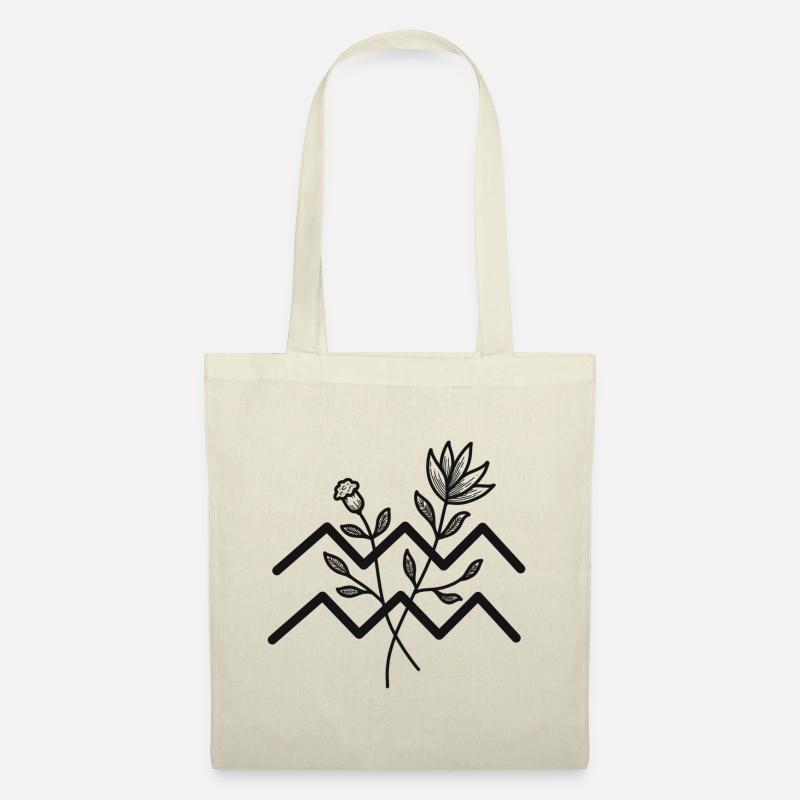 Sternzeichen Wassermann, minimalistisch & floral - Stoffbeutel - Natur