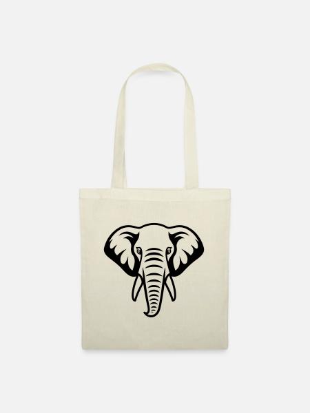 Elefant Kopf - Stoffbeutel - Natur