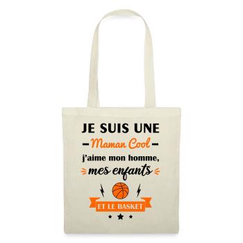Maman cool basket, basketteuse, fête des mères - Sac en tissu - nature - Devant