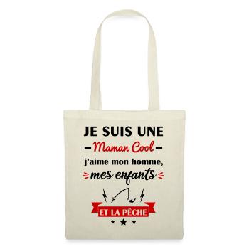 Maman cool pêche, pêcheuse, fête des mères - Sac en tissu - nature - Devant