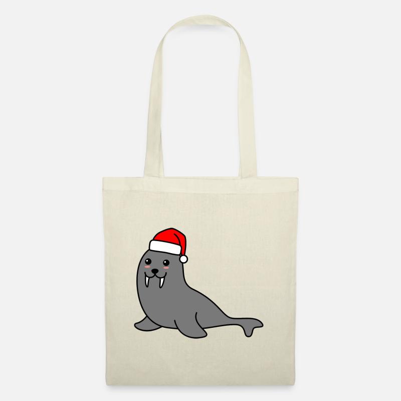 Robbe Weihnachten Comic Xmas - Stoffbeutel - Natur