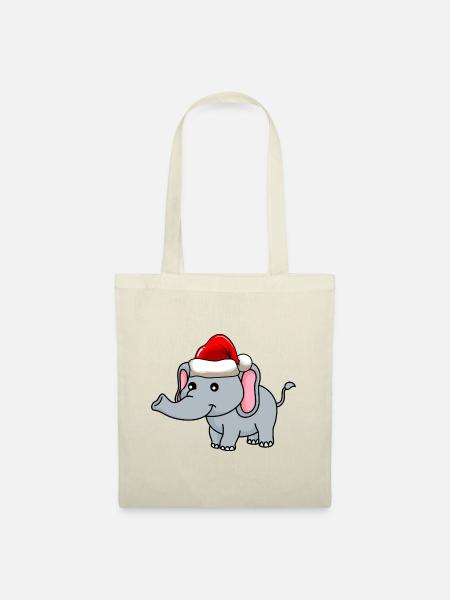 Elefant Weihnachten Comic - Stoffbeutel - Natur