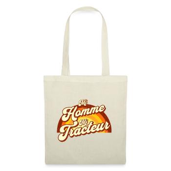 "Moitié homme, moitié tracteur: 100% passion!" - Sac en tissu - nature - Devant