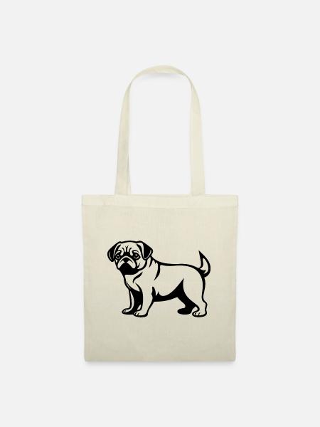Pug Hund - Stoffbeutel - Natur