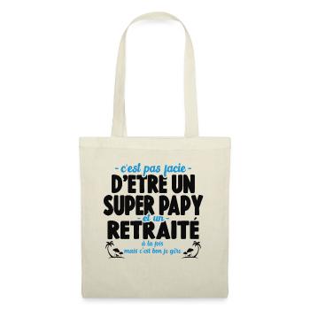 Cadeau De Retraite Pour Un Super Papy Retraité - Sac en tissu - nature - Devant