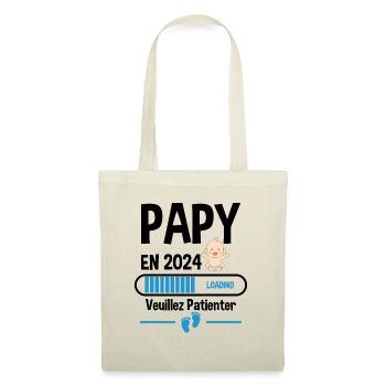 Futur Papy 2024 Grand-père Bébé Grossesse Cadeau - Sac en tissu - nature - Devant