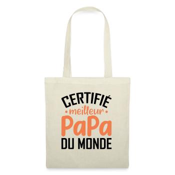 Certifié Meilleur Papa Du Monde - Sac en tissu - nature - Devant