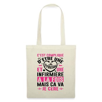 Infirmière Princesse Cadeau Anniversaire Médecine - Sac en tissu - nature - Devant