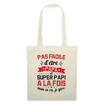 Papa Et Super Papy Fête Des Pères Cadeau De Noël - Sac en tissu - nature - Devant