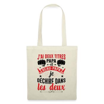 J'ai Deux Titres Papa Et Beau-papa Fête Des Pères - Sac en tissu - nature - Devant