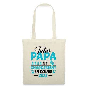 Futur Papa 2023 Idée Cadeau Annonce Grossesse - Sac en tissu - nature - Devant