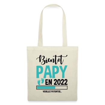 Bientôt Papy En 2022 Idée Cadeau Annonce Grossesse - Sac en tissu - nature - Devant
