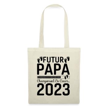 Papa Père Futur Papa 2023 Idée Cadeau Dad - Sac en tissu - nature - Devant