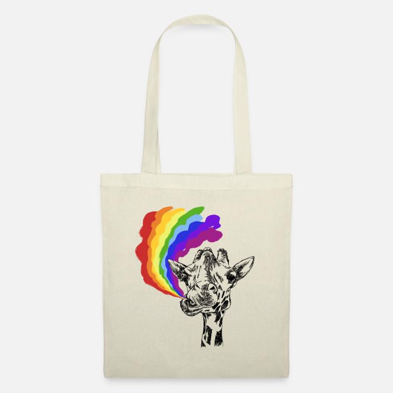 Lustige Giraffe mit Regenbogen Mundgeruch Rülpser - Stoffbeutel - Natur