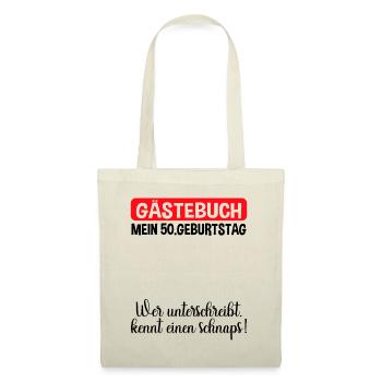 50. Geburtstag Gästebuch Lustiges Party Outfit - Stoffbeutel - Natur - Vorne