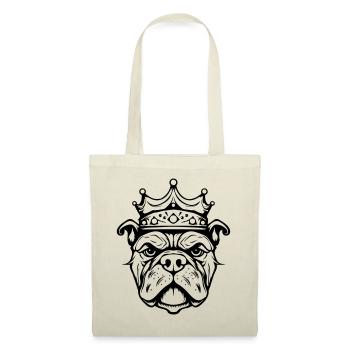 Bulldog Krone Hund König - Stoffbeutel - Natur - Vorne