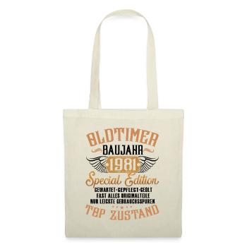 BD - Oldtimer Baujahr Jahrgang 1981 retro red - Stoffbeutel - Natur - Vorne