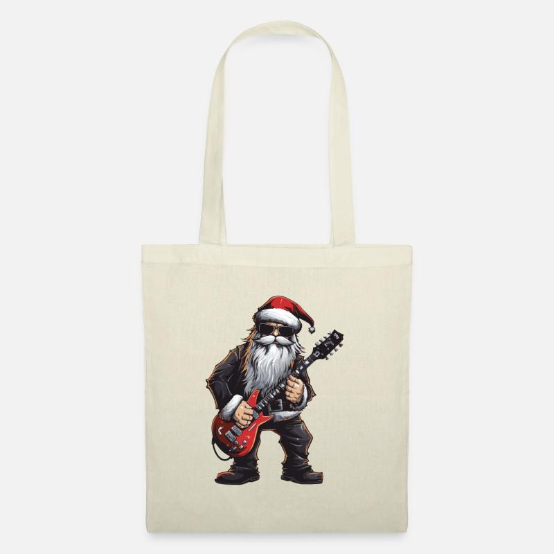 Weihnachtsmann Gitarre Santa - Stoffbeutel - Natur