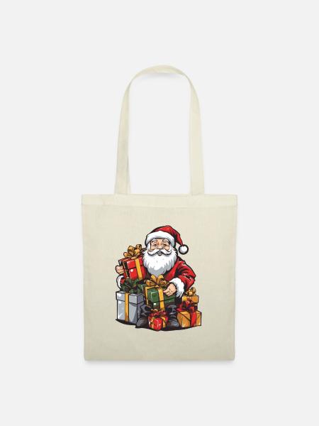 Weihnachtsmann Geschenke - Stoffbeutel - Natur