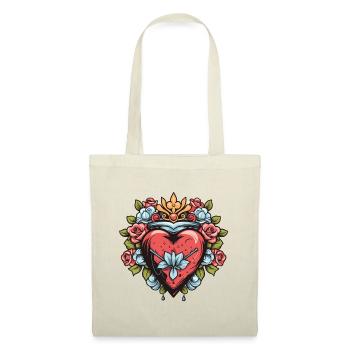 Herz Symbol Tattoo Liebe - Stoffbeutel - Natur - Vorne