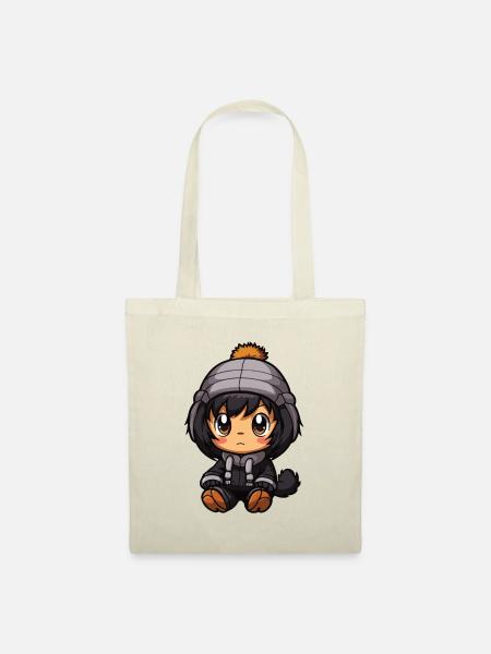 Affe Tier Baby Comic Winter - Stoffbeutel - Natur