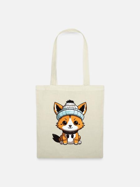 Fuchs Tier Baby Comic Winter - Stoffbeutel - Natur