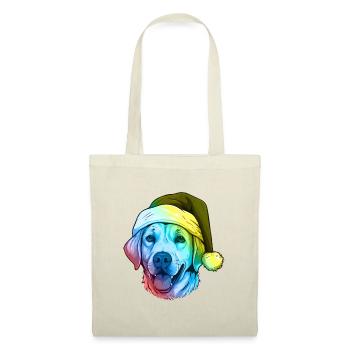 Labrador Hund Kopf Weihnachten Portät Bunt - Stoffbeutel - Natur - Vorne