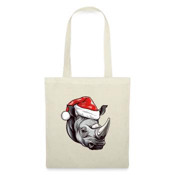 Portrait de Noël tête de rhinocéros - Sac en tissu - nature - Devant
