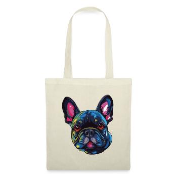 Französische Bulldogge Hund Kopf - Stoffbeutel - Natur - Vorne