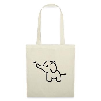 ÉLÉPHANT ANIMAL PACHYDERME TROMPE ZOO BÉBÉ AMOUR COEUR - Sac en tissu - nature - Devant