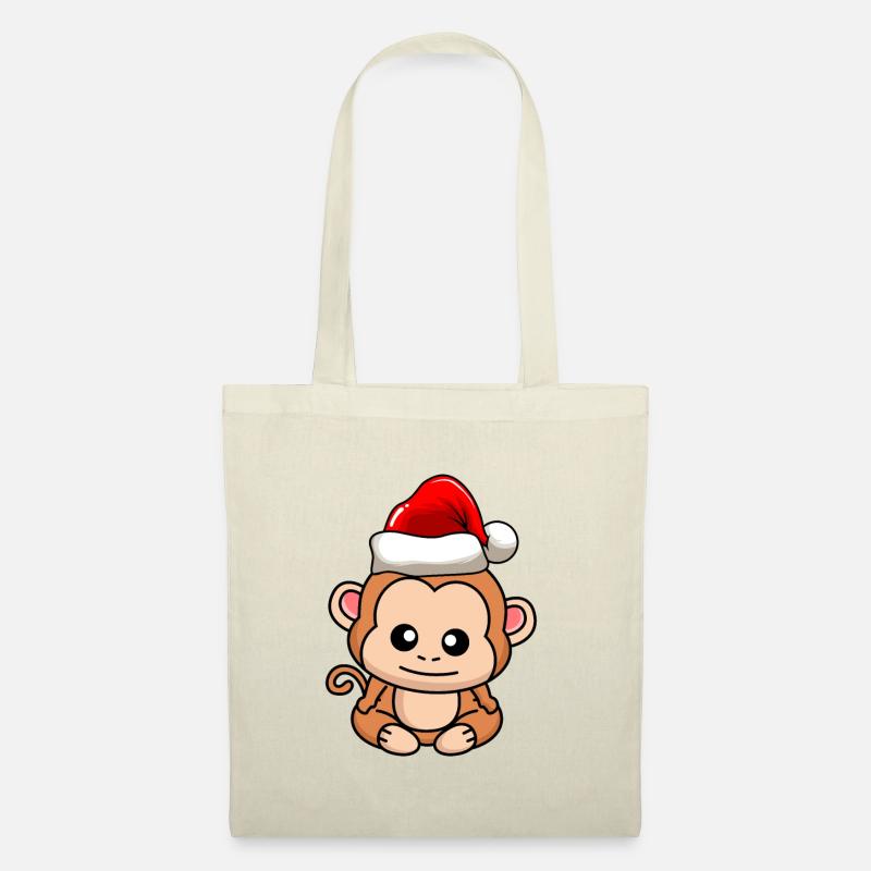 Singe Comic Christmas - Sac en tissu - nature
