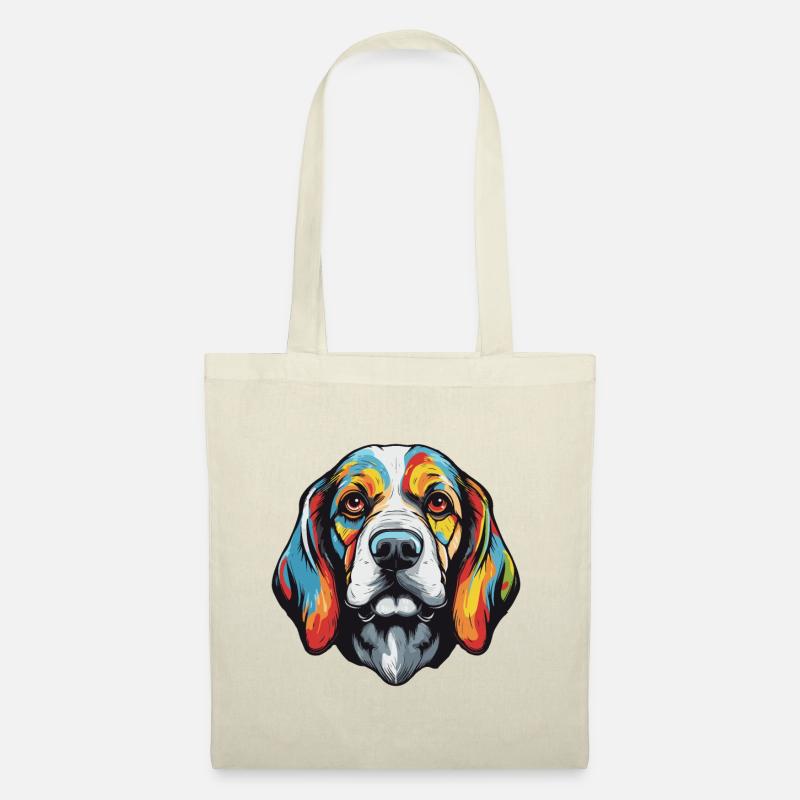 Beagle Hund Portrait - Stoffbeutel - Natur