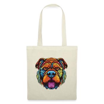 Bulldog Hund Portrait - Stoffbeutel - Natur - Vorne