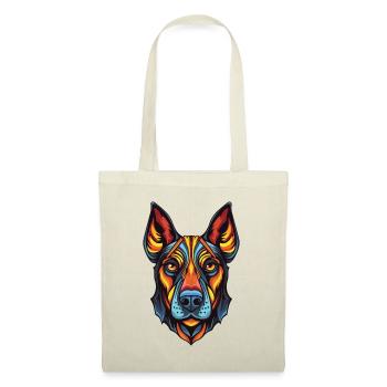 Doberman Hund Portrait - Stoffbeutel - Natur - Vorne