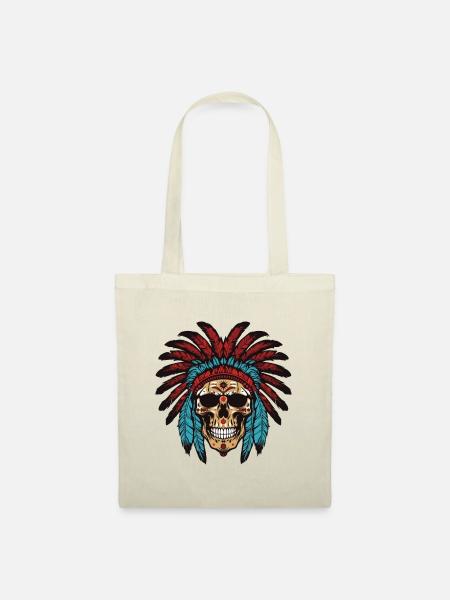 Apache Totenkopf Indianer Häuptling - Stoffbeutel - Natur